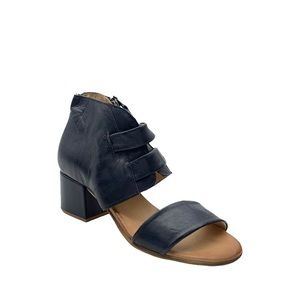 Miz Mooz Leather Heeled Sandals Brennan Midnight Shoes